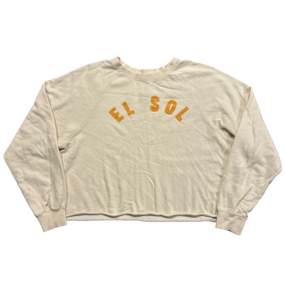 Billabong El Sol Cropped Sweatshirt Size Medium Coastal Boho Lightweight